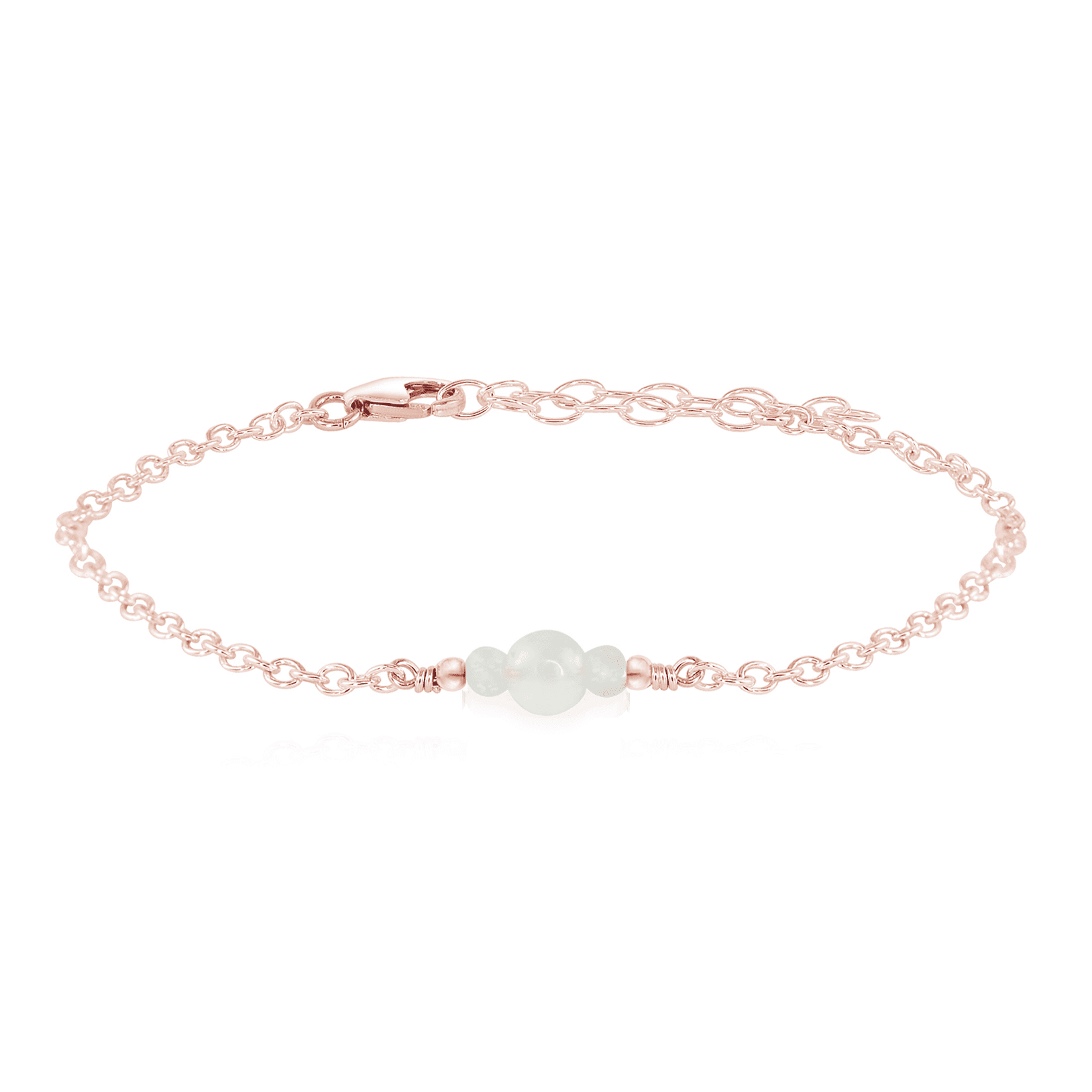 Dainty Rainbow Moonstone Gemstone Bracelet - Dainty Rainbow Moonstone Gemstone Bracelet - 14k Rose Gold Fill - Luna Tide Handmade Crystal Jewellery