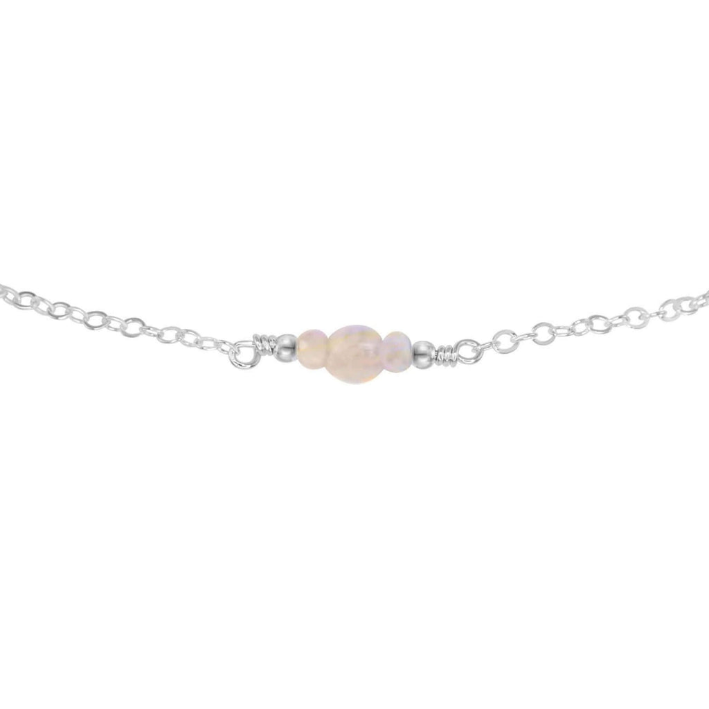 Dainty Rainbow Moonstone Gemstone Choker Necklace - Dainty Rainbow Moonstone Gemstone Choker Necklace - Sterling Silver - Luna Tide Handmade Crystal Jewellery