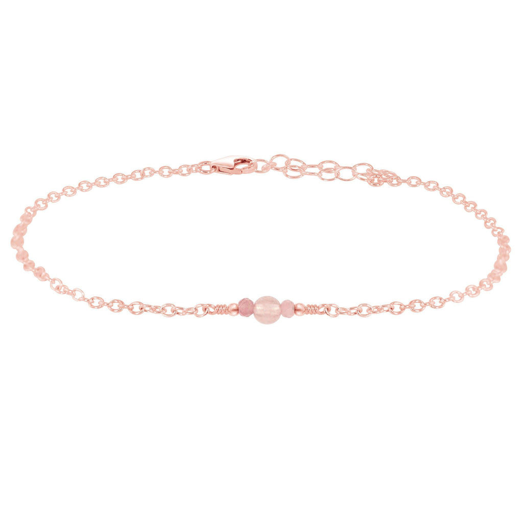Dainty Rose Quartz Gemstone Anklet - Dainty Rose Quartz Gemstone Anklet - 14k Rose Gold Fill - Luna Tide Handmade Crystal Jewellery