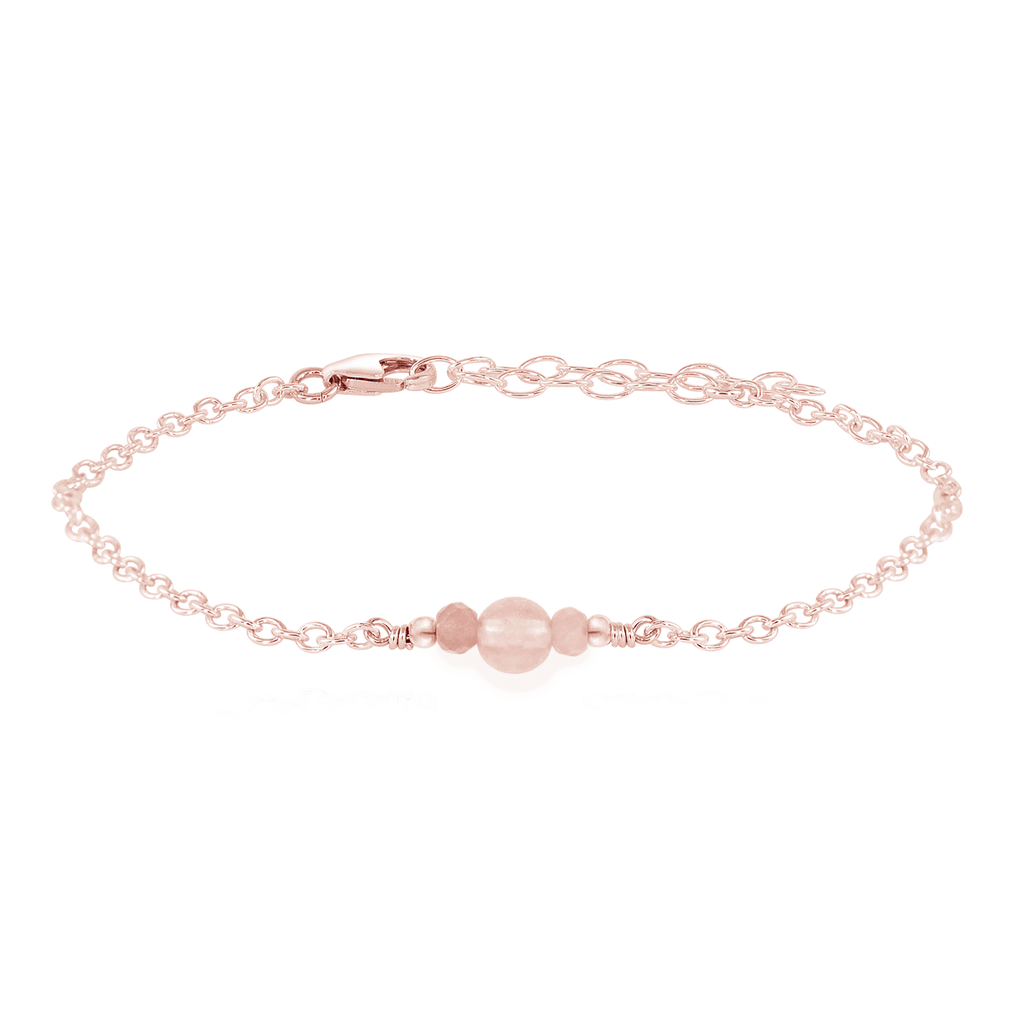 Dainty Rose Quartz Gemstone Bracelet - Dainty Rose Quartz Gemstone Bracelet - 14k Rose Gold Fill - Luna Tide Handmade Crystal Jewellery