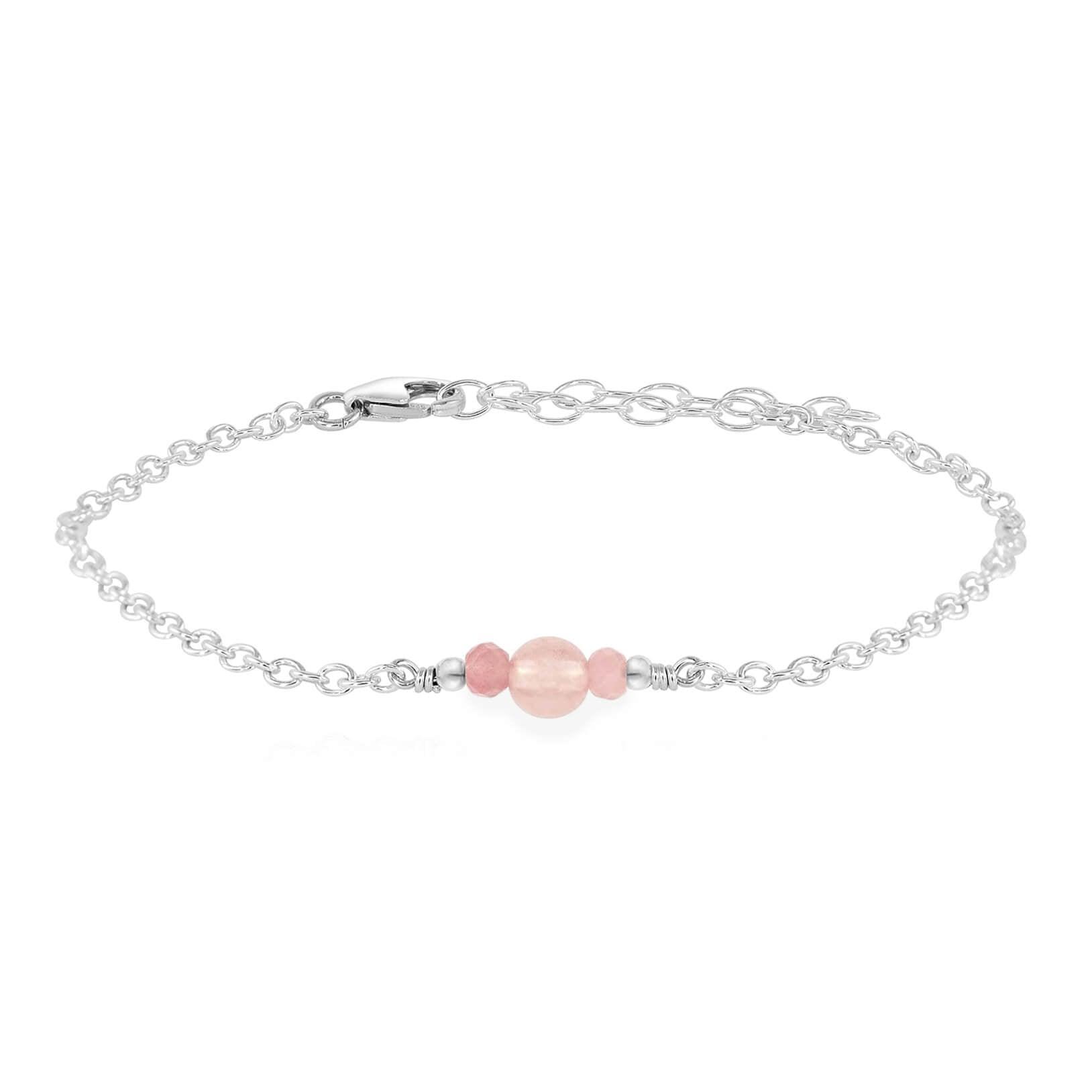 Dainty Rose Quartz Gemstone Bracelet - Dainty Rose Quartz Gemstone Bracelet - Sterling Silver - Luna Tide Handmade Crystal Jewellery