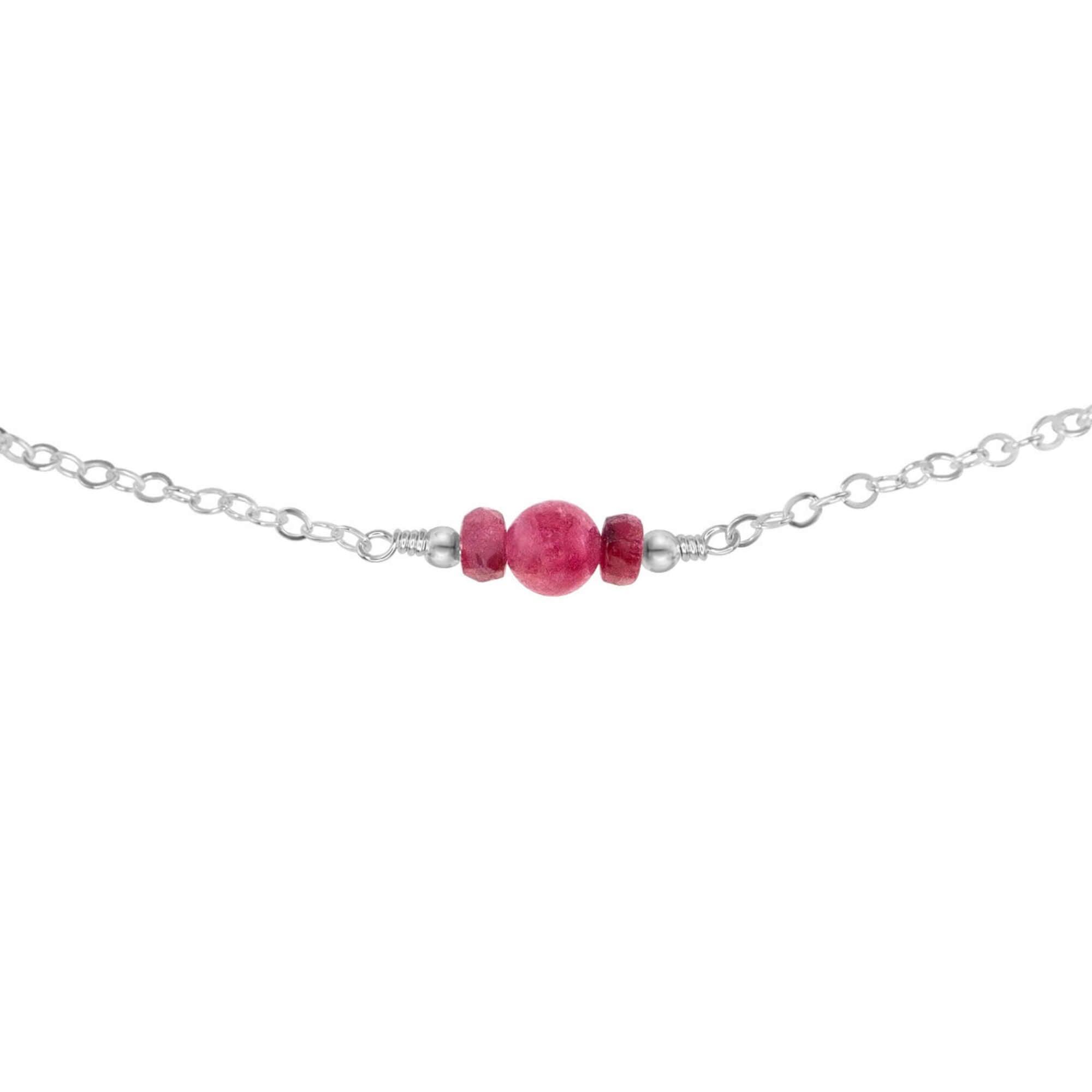 Dainty Ruby Gemstone Choker Necklace - Dainty Ruby Gemstone Choker Necklace - Sterling Silver - Luna Tide Handmade Crystal Jewellery