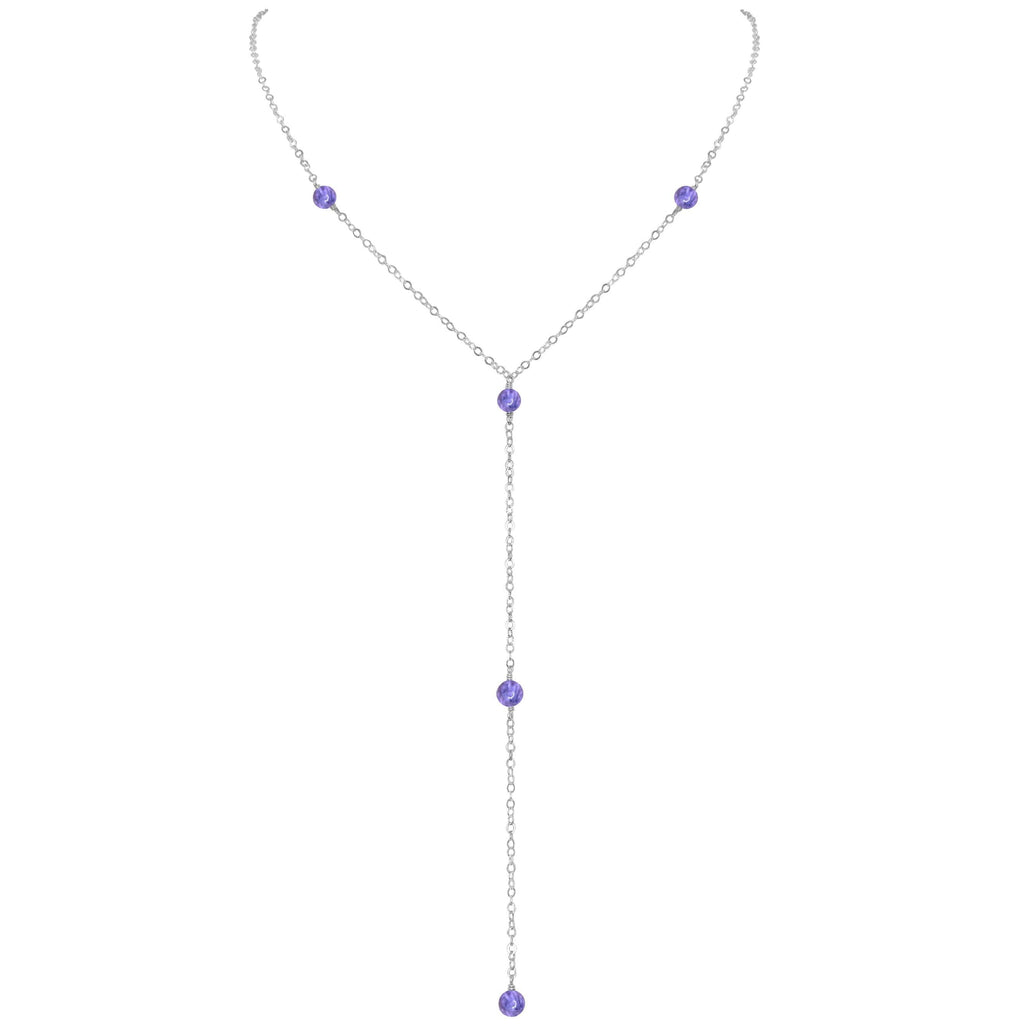 Dainty Tanzanite Lariat Necklace - Dainty Tanzanite Lariat Necklace - Sterling Silver - Luna Tide Handmade Crystal Jewellery