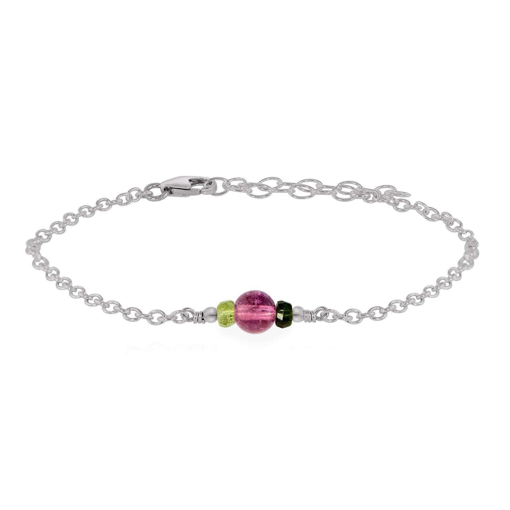 Dainty Tourmaline Gemstone Bracelet - Dainty Tourmaline Gemstone Bracelet - Stainless Steel - Luna Tide Handmade Crystal Jewellery