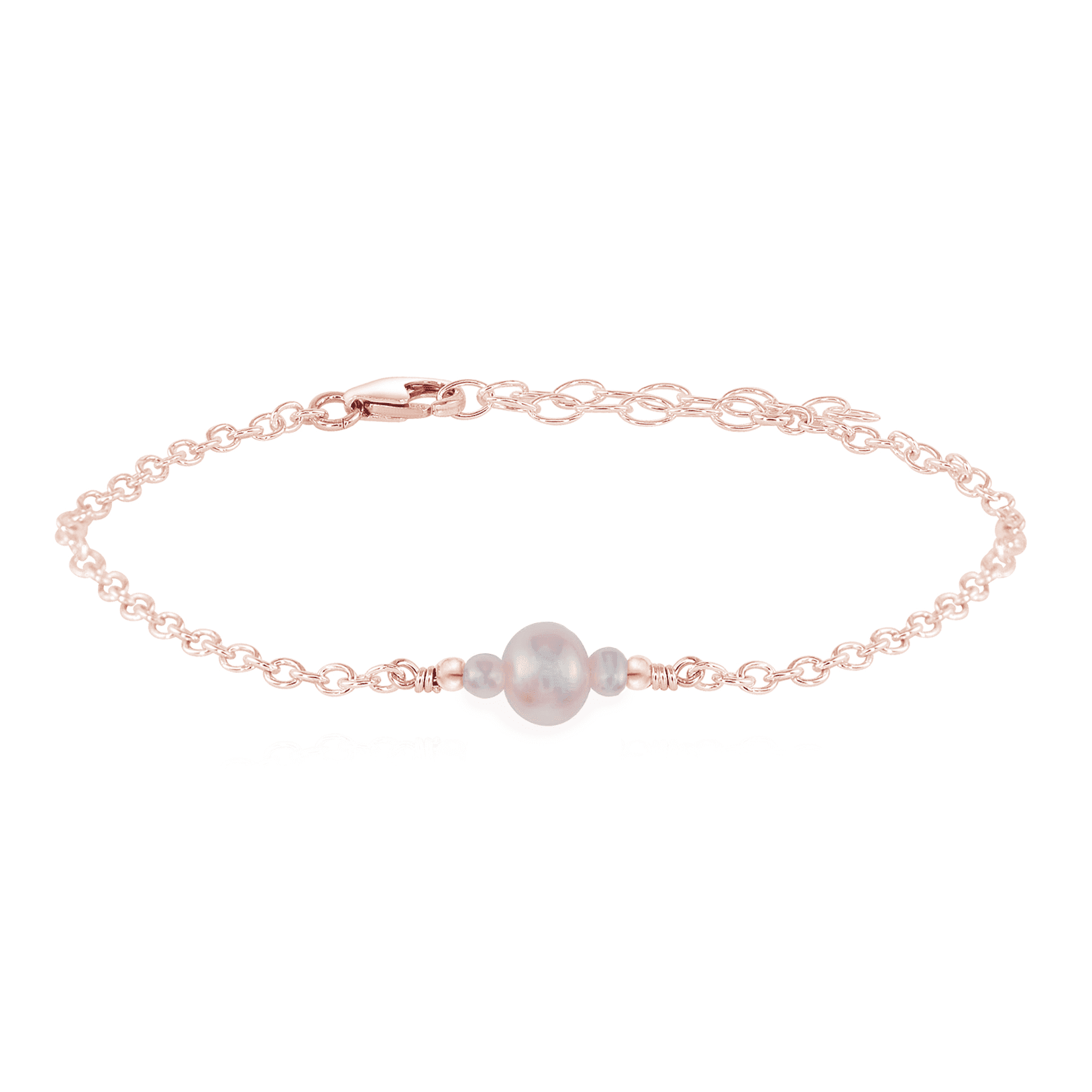 Dainty White Freshwater Pearl Gemstone Bracelet - Dainty White Freshwater Pearl Gemstone Bracelet - 14k Rose Gold Fill - Luna Tide Handmade Crystal Jewellery