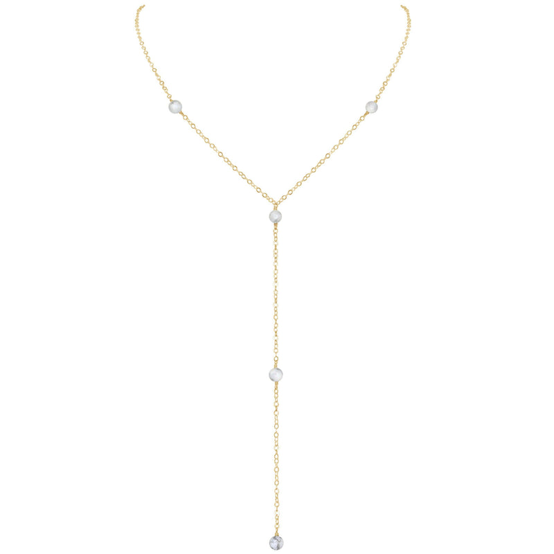 Dainty Y Necklace - Howlite - 14K Gold Fill - Luna Tide Handmade Jewellery