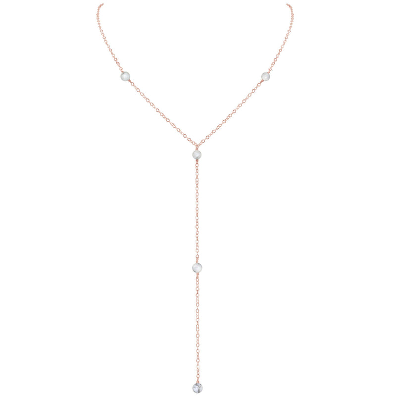 Dainty Y Necklace - Howlite - 14K Rose Gold Fill - Luna Tide Handmade Jewellery