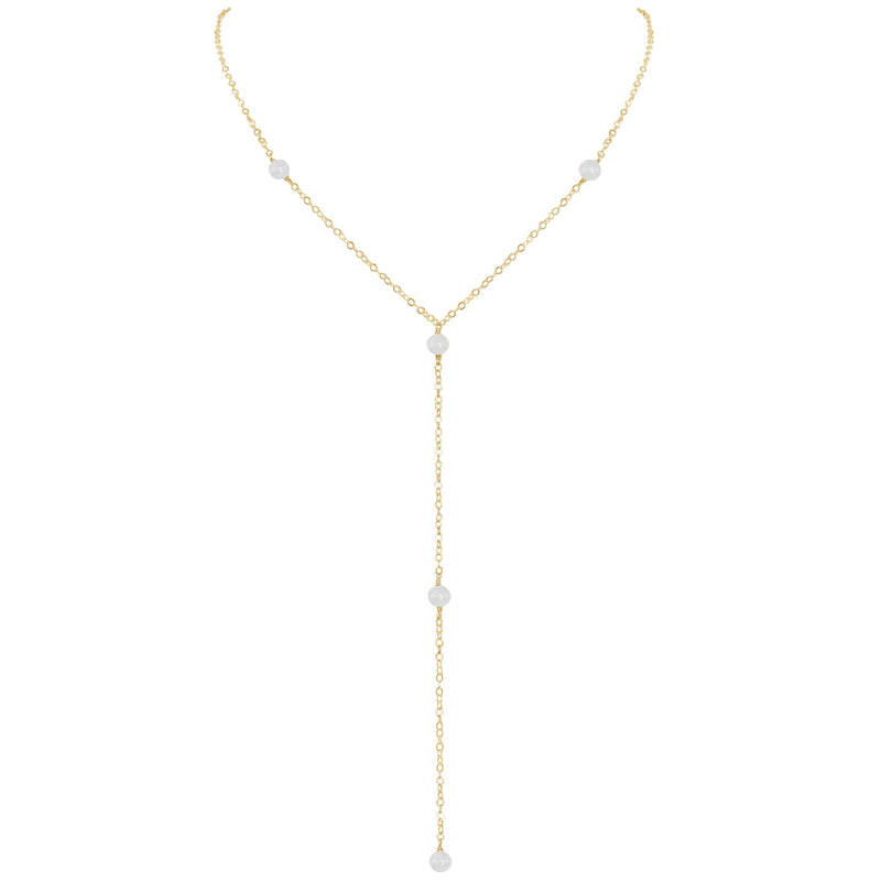 Dainty Y Necklace - Selenite - 14K Gold Fill - Luna Tide Handmade Jewellery
