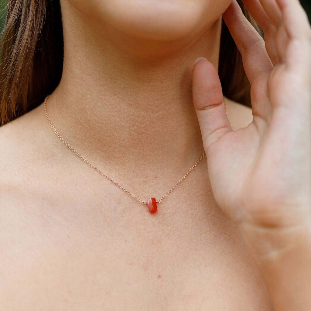 Double Terminated Carnelian Mini Crystal Point Necklace - Double Terminated Carnelian Mini Crystal Point Necklace - Sterling Silver - Luna Tide Handmade Crystal Jewellery