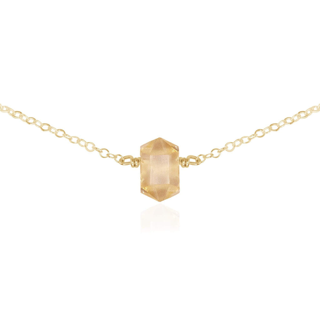 Double Terminated Citrine Mini Crystal Point Choker Necklace - Double Terminated Citrine Mini Crystal Point Choker Necklace - 14k Gold Fill - Luna Tide Handmade Crystal Jewellery
