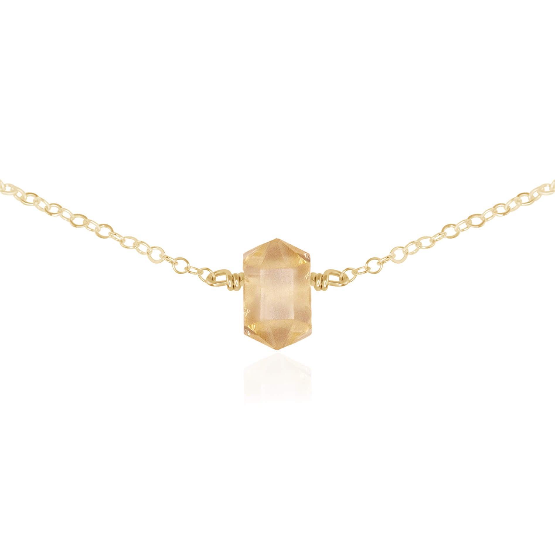 Double Terminated Citrine Mini Crystal Point Choker Necklace - Double Terminated Citrine Mini Crystal Point Choker Necklace - 14k Gold Fill - Luna Tide Handmade Crystal Jewellery