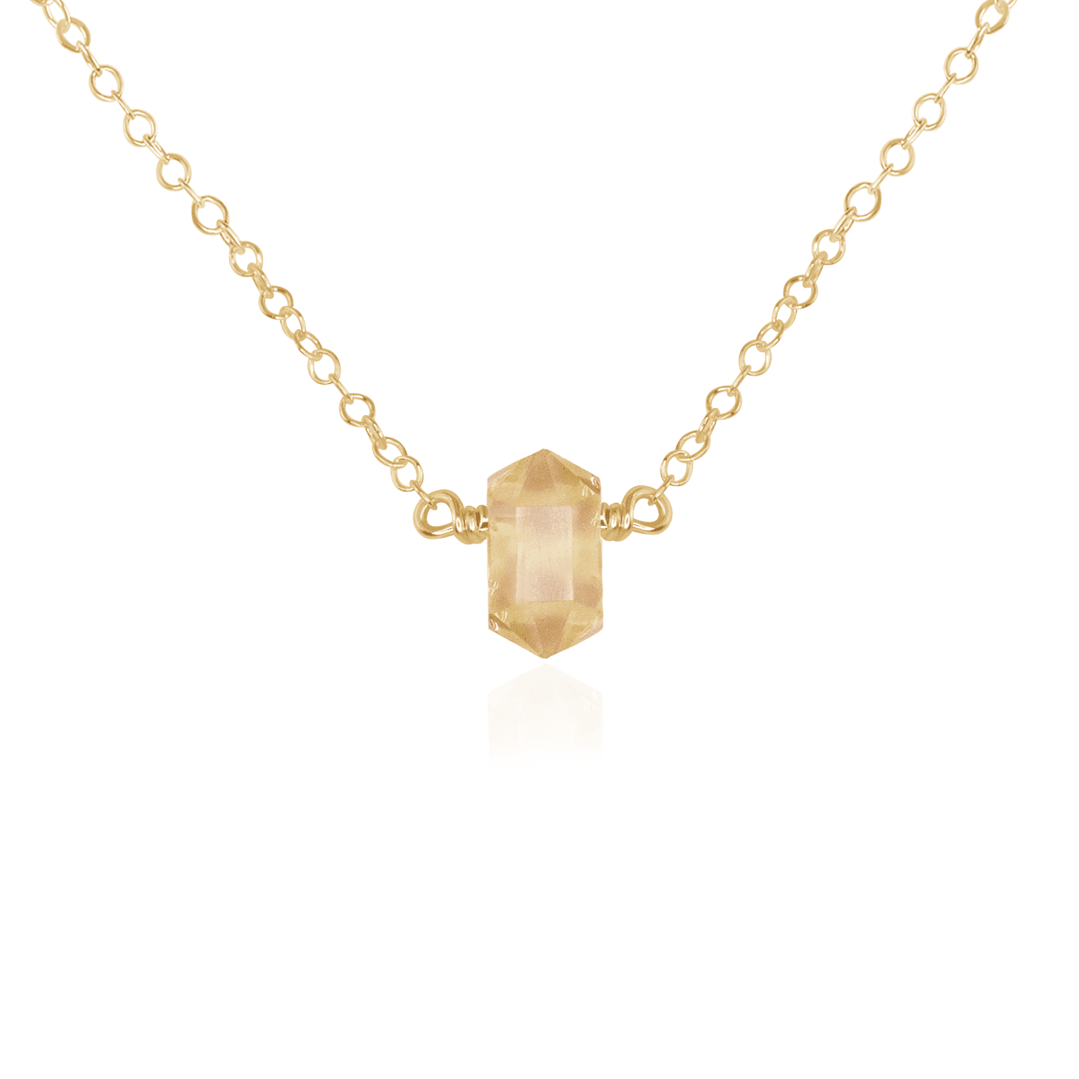 Double Terminated Citrine Mini Crystal Point Necklace - Double Terminated Citrine Mini Crystal Point Necklace - 14k Gold Fill - Luna Tide Handmade Crystal Jewellery