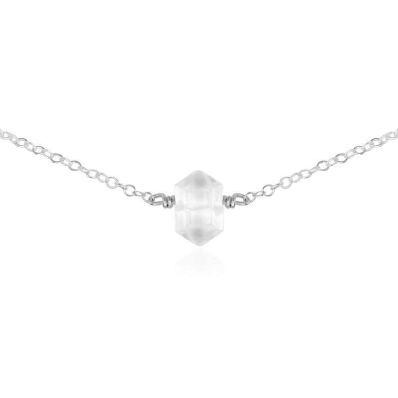 Double Terminated Crystal Choker - Crystal Quartz - Sterling Silver - Luna Tide Handmade Jewellery
