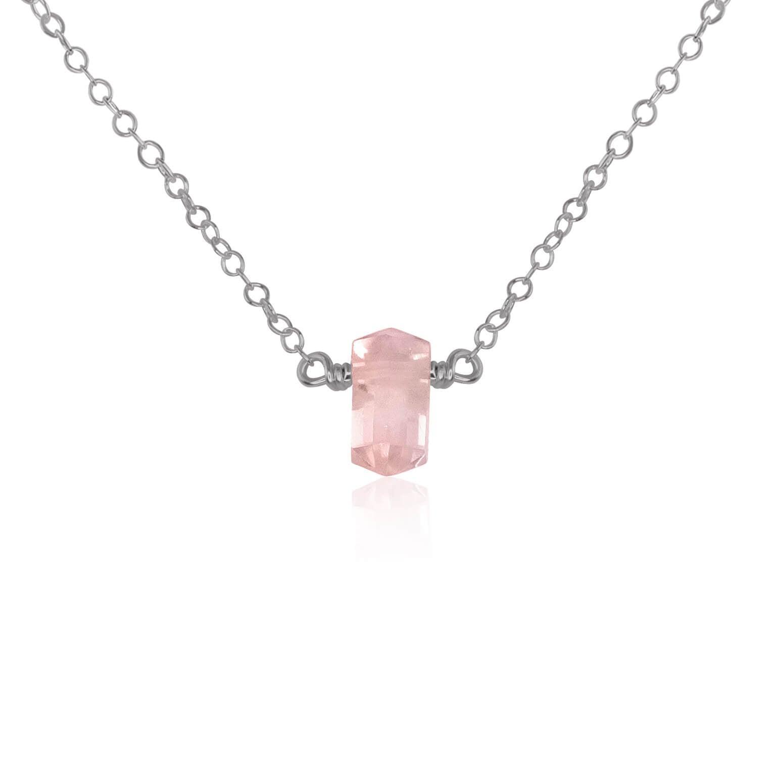 Double Terminated Rose Quartz Mini Crystal Point Necklace - Double Terminated Rose Quartz Mini Crystal Point Necklace - Stainless Steel - Luna Tide Handmade Crystal Jewellery