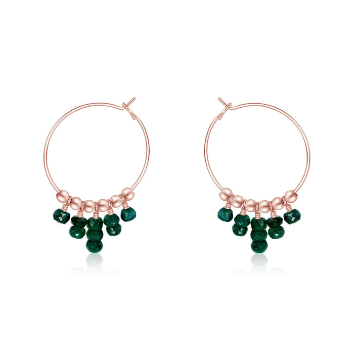Emerald Statement Hoop Earrings - Emerald Statement Hoop Earrings - 14k Rose Gold Fill - Luna Tide Handmade Crystal Jewellery