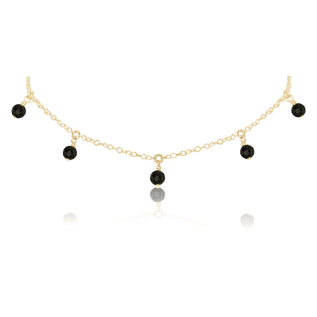 Essential Oil Lava Stone Bead Drop Choker - Essential Oil Lava Stone Bead Drop Choker - 14k Gold Fill - Luna Tide Handmade Crystal Jewellery