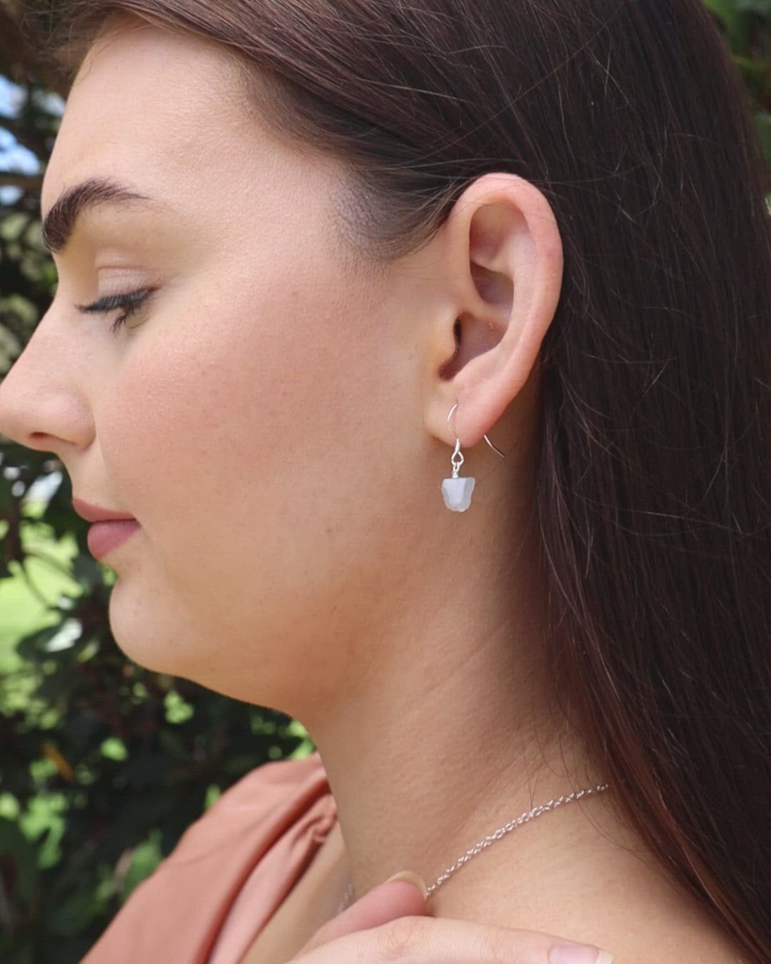 Raw Blue Lace Agate Crystal Dangle Drop Earrings