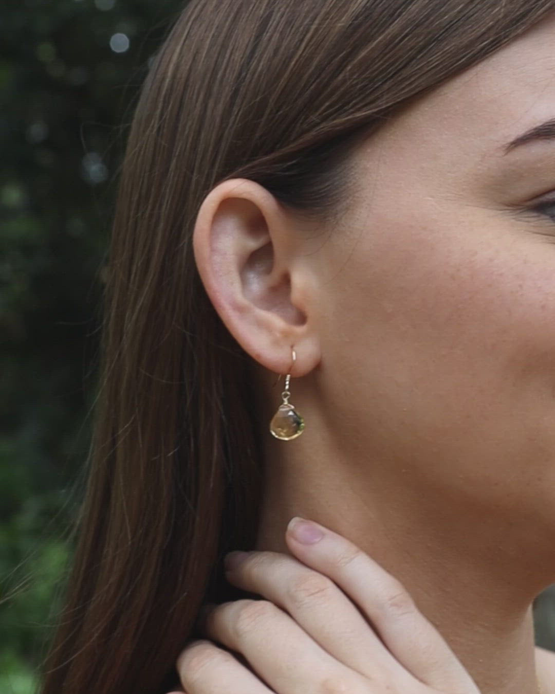 Citrine Gemstone Teardrop Dangle Earrings