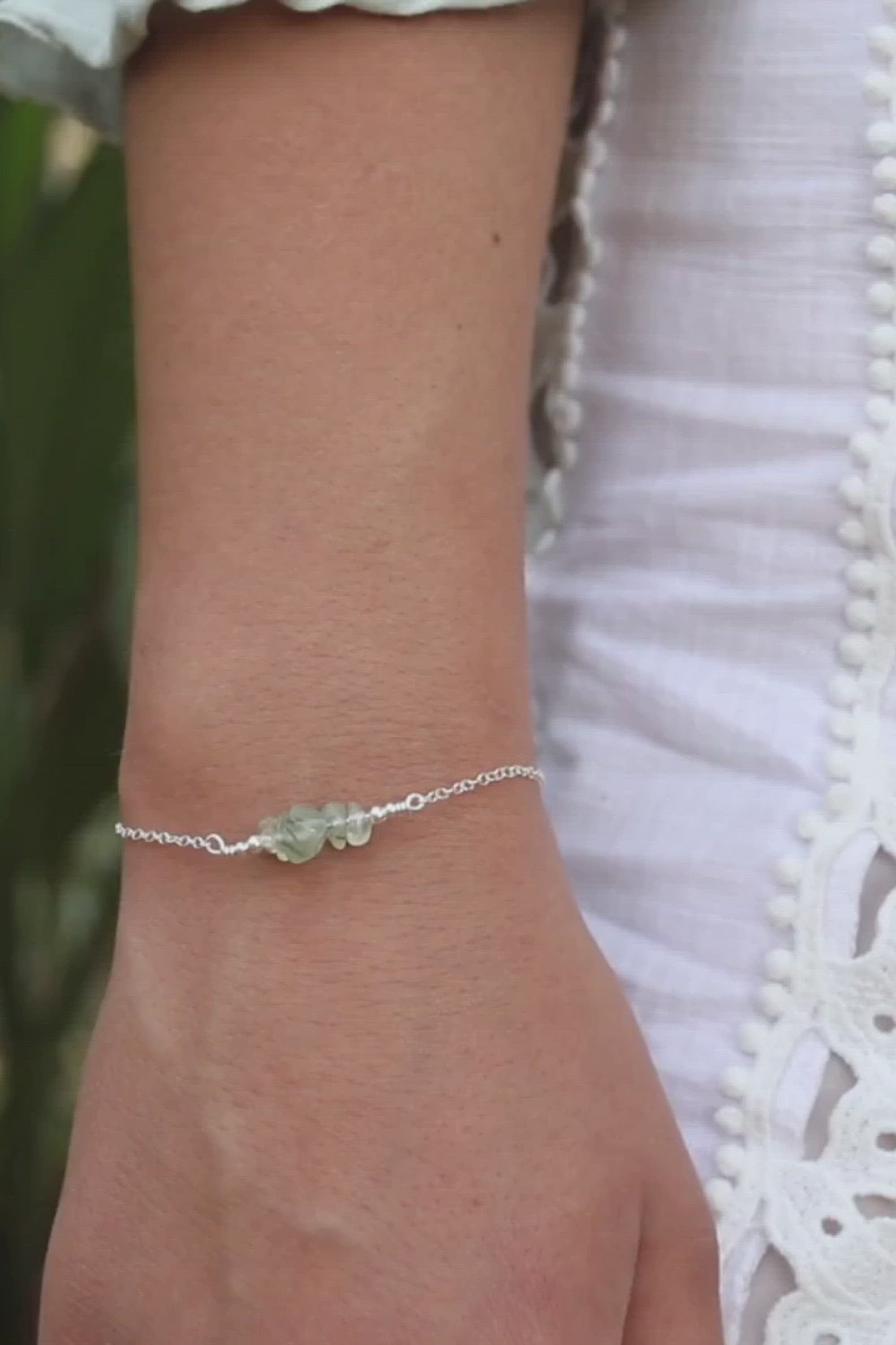 Prehnite Chip Bead Bar Bracelet