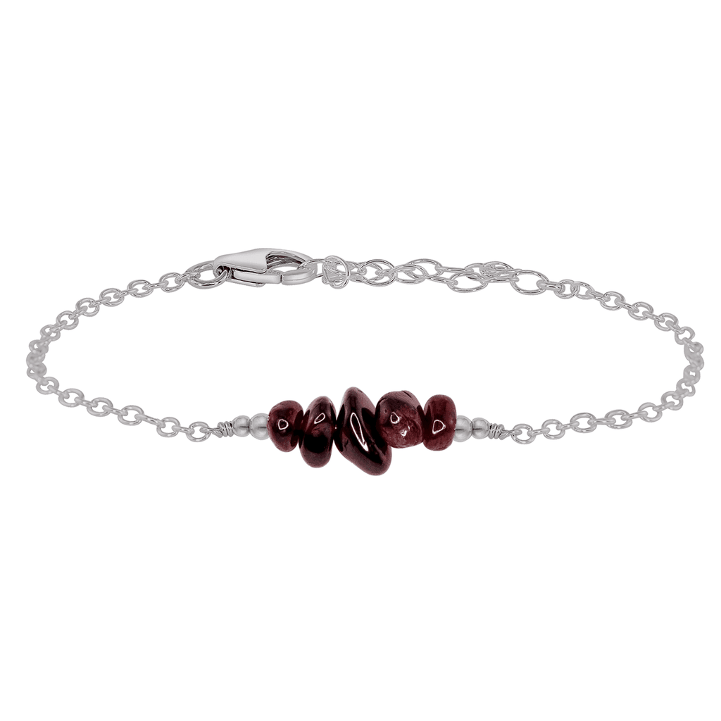 Garnet Chip Bead Bar Bracelet - Garnet Chip Bead Bar Bracelet - Stainless Steel - Luna Tide Handmade Crystal Jewellery