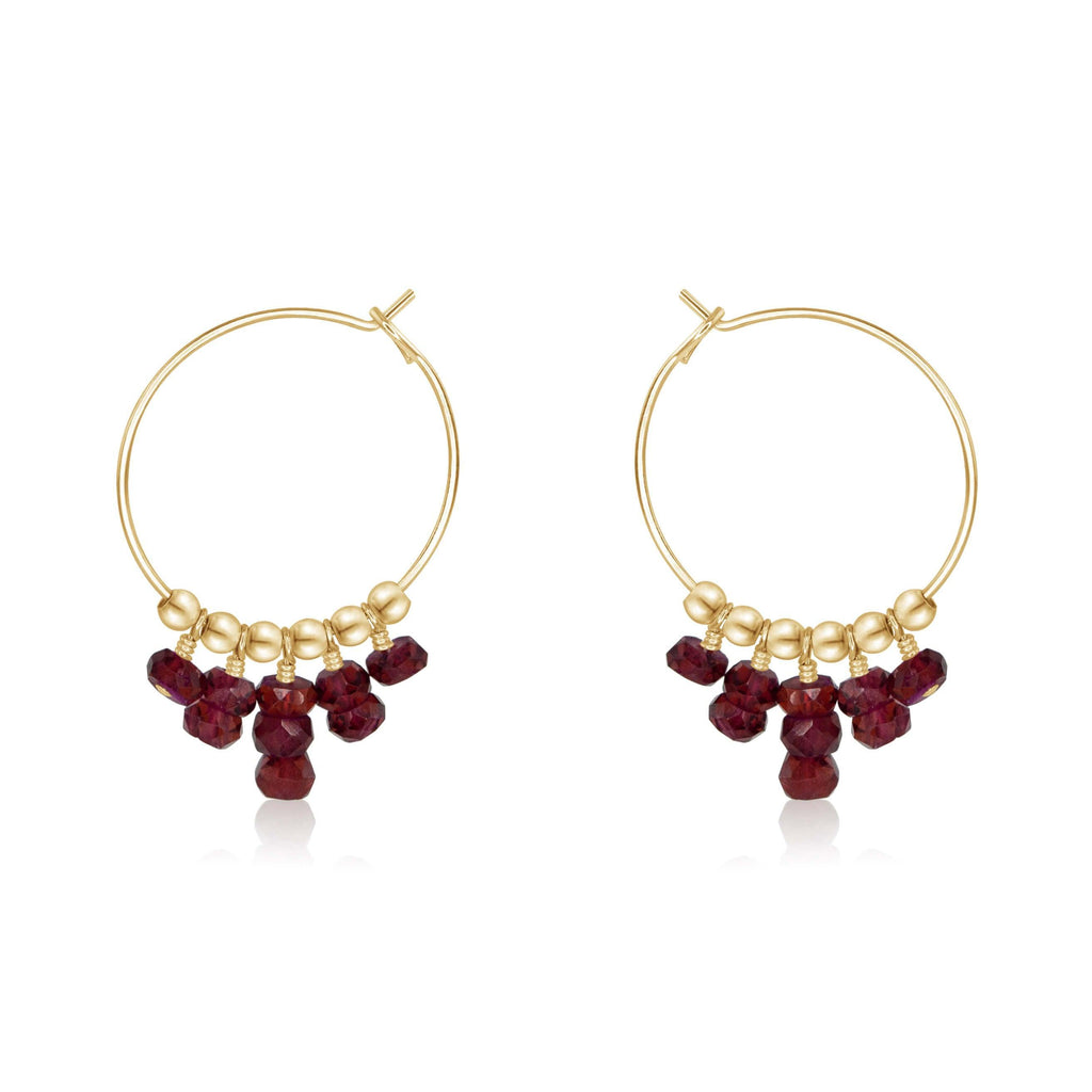 Garnet Statement Hoop Earrings - Garnet Statement Hoop Earrings - 14k Gold Fill - Luna Tide Handmade Crystal Jewellery
