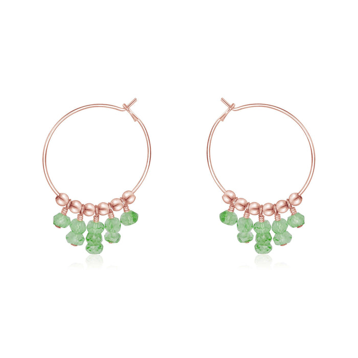 Green Aventurine Statement Hoop Earrings - Green Aventurine Statement Hoop Earrings - 14k Rose Gold Fill - Luna Tide Handmade Crystal Jewellery