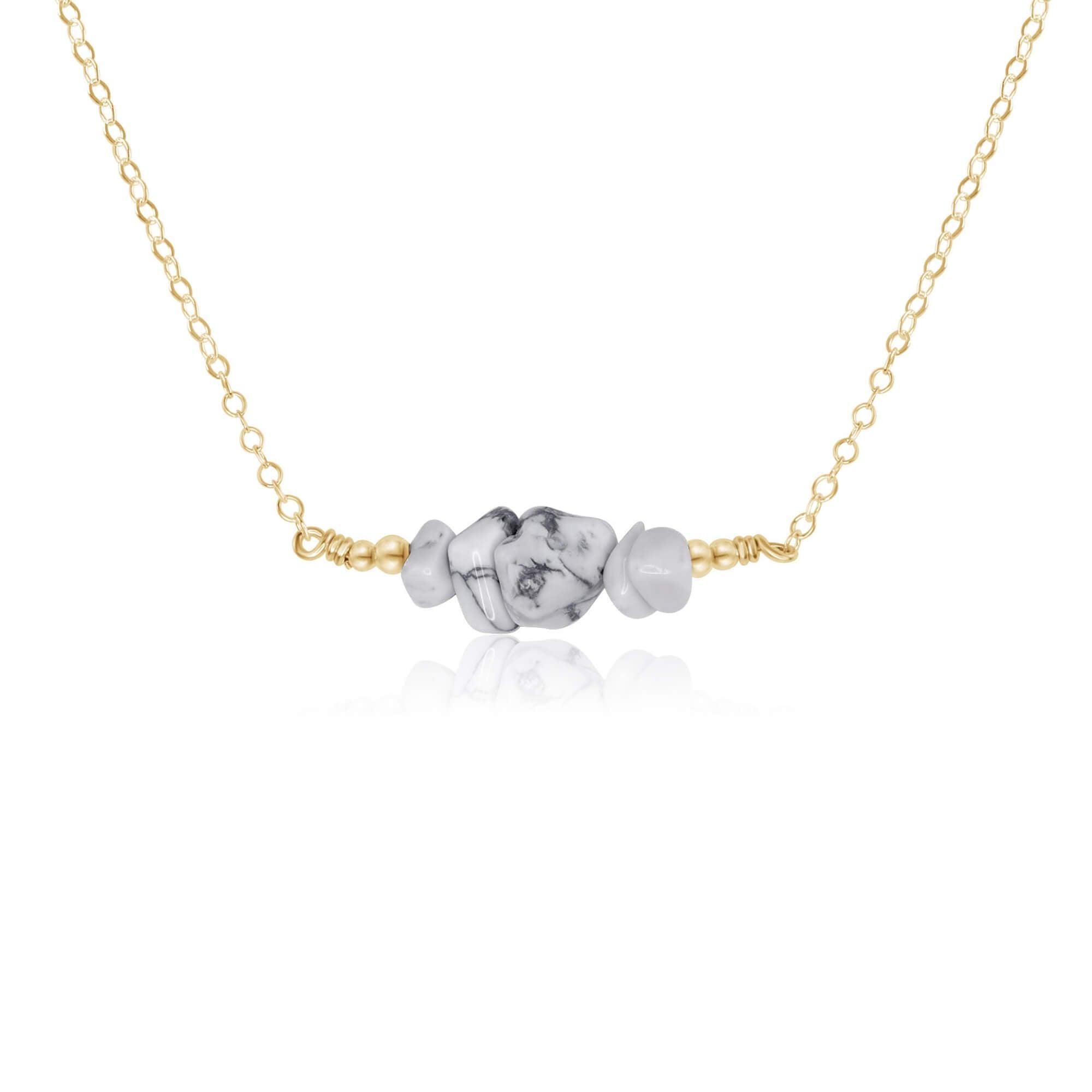 Howlite Chip Bead Bar Necklace - Howlite Chip Bead Bar Necklace - 14k Gold Fill - Luna Tide Handmade Crystal Jewellery