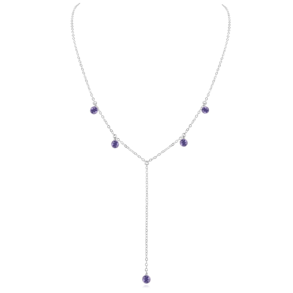 Iolite Boho Lariat Necklace - Iolite Boho Lariat Necklace - Sterling Silver - Luna Tide Handmade Crystal Jewellery