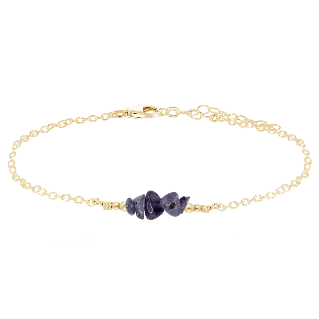 Iolite Chip Bead Bar Anklet - Iolite Chip Bead Bar Anklet - Sterling Silver - Luna Tide Handmade Crystal Jewellery