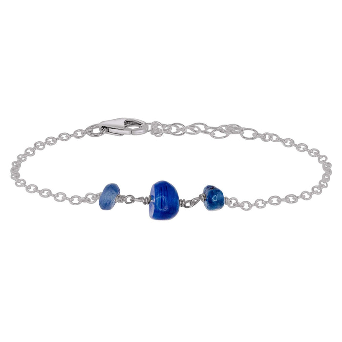 Kyanite Beaded Chain Bracelet - Kyanite Beaded Chain Bracelet - Stainless Steel - Luna Tide Handmade Crystal Jewellery