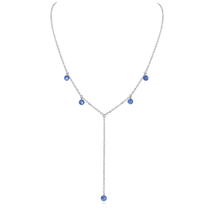 Kyanite Boho Lariat Necklace - Kyanite Boho Lariat Necklace - Stainless Steel - Luna Tide Handmade Crystal Jewellery