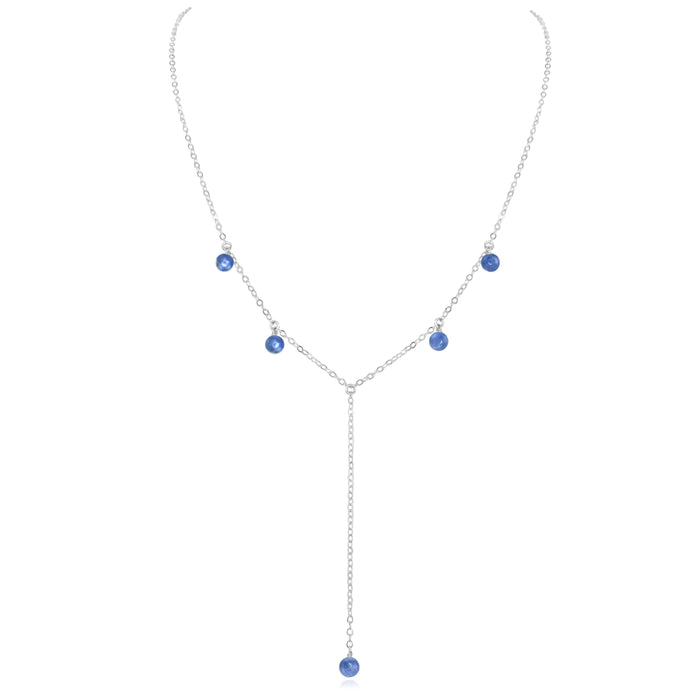 Kyanite Boho Lariat Necklace - Kyanite Boho Lariat Necklace - Sterling Silver - Luna Tide Handmade Crystal Jewellery