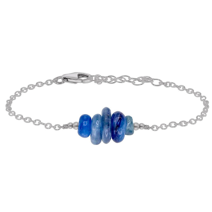 Kyanite Chip Bead Bar Bracelet - Kyanite Chip Bead Bar Bracelet - Stainless Steel - Luna Tide Handmade Crystal Jewellery