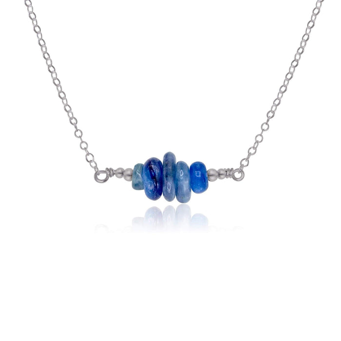 Kyanite Chip Bead Bar Necklace - Kyanite Chip Bead Bar Necklace - Stainless Steel - Luna Tide Handmade Crystal Jewellery