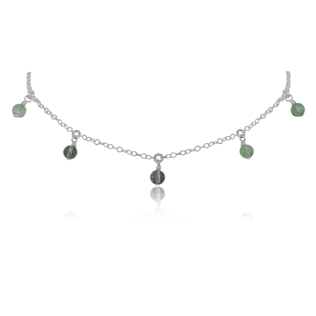 Labradorite Bead Drop Choker - Labradorite Bead Drop Choker - Stainless Steel - Luna Tide Handmade Crystal Jewellery