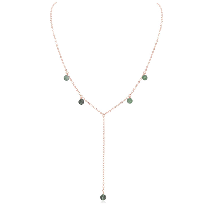 Labradorite Boho Lariat Necklace - Labradorite Boho Lariat Necklace - 14k Rose Gold Fill - Luna Tide Handmade Crystal Jewellery