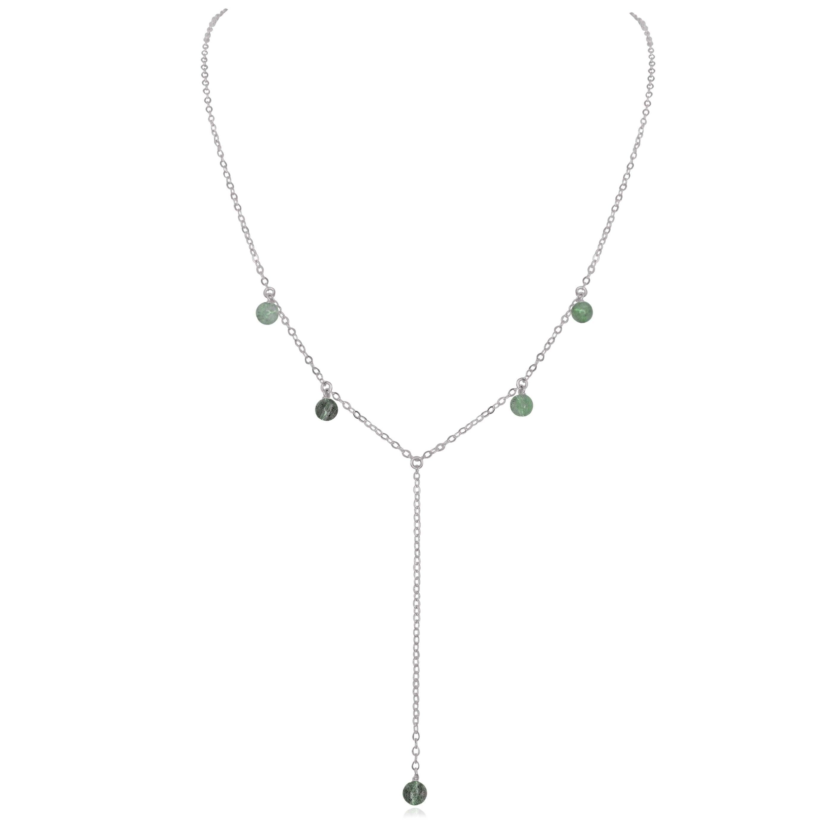 Labradorite Boho Lariat Necklace - Labradorite Boho Lariat Necklace - Stainless Steel - Luna Tide Handmade Crystal Jewellery