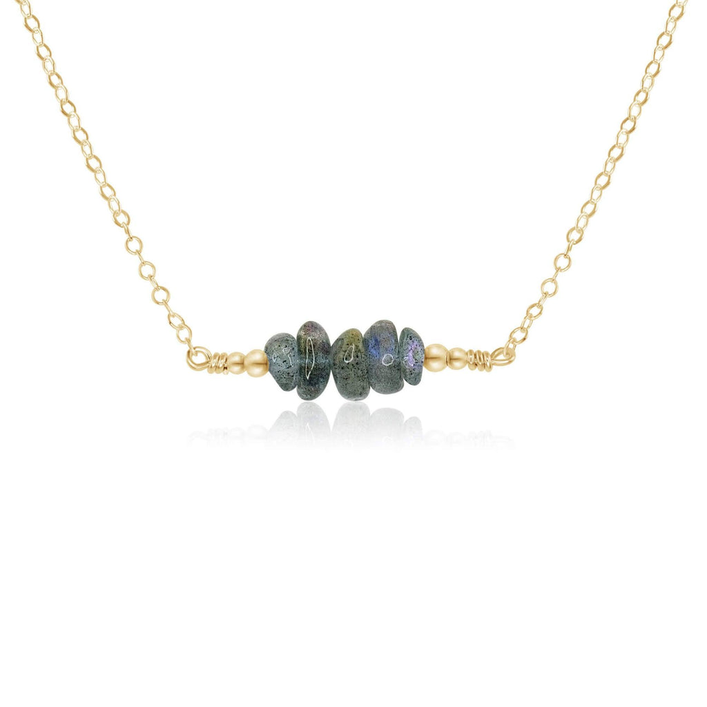 Labradorite Chip Bead Bar Necklace - Labradorite Chip Bead Bar Necklace - 14k Gold Fill - Luna Tide Handmade Crystal Jewellery