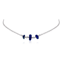 Beaded Chain Choker - Lapis Lazuli - Stainless Steel - Luna Tide Handmade Jewellery