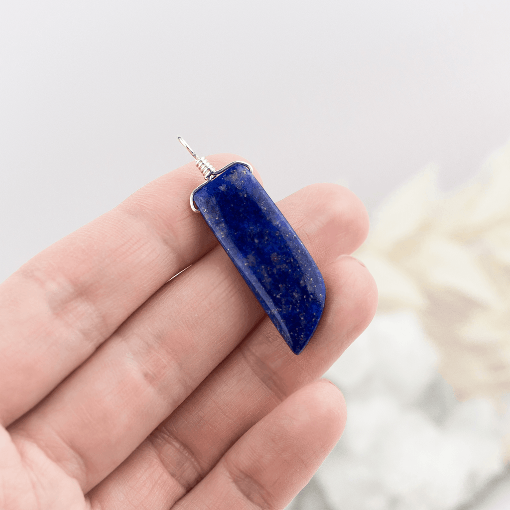 Lapis Lazuli Smooth Point Pendant - Lapis Lazuli Smooth Point Pendant - Sterling Silver - Luna Tide Handmade Crystal Jewellery