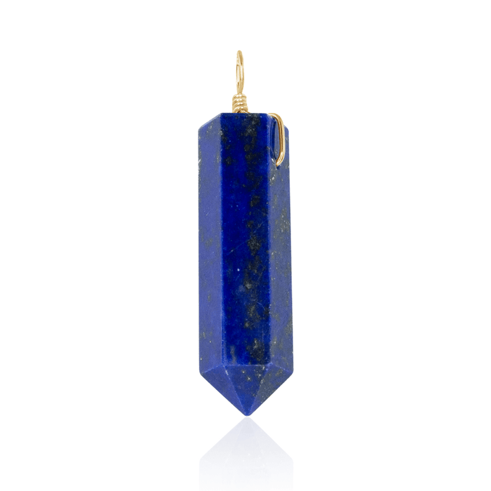 Large Lapis Lazuli Crystal Tower Point Generator Pendant - Large Lapis Lazuli Crystal Tower Point Generator Pendant - 14k Gold Fill - Luna Tide Handmade Crystal Jewellery