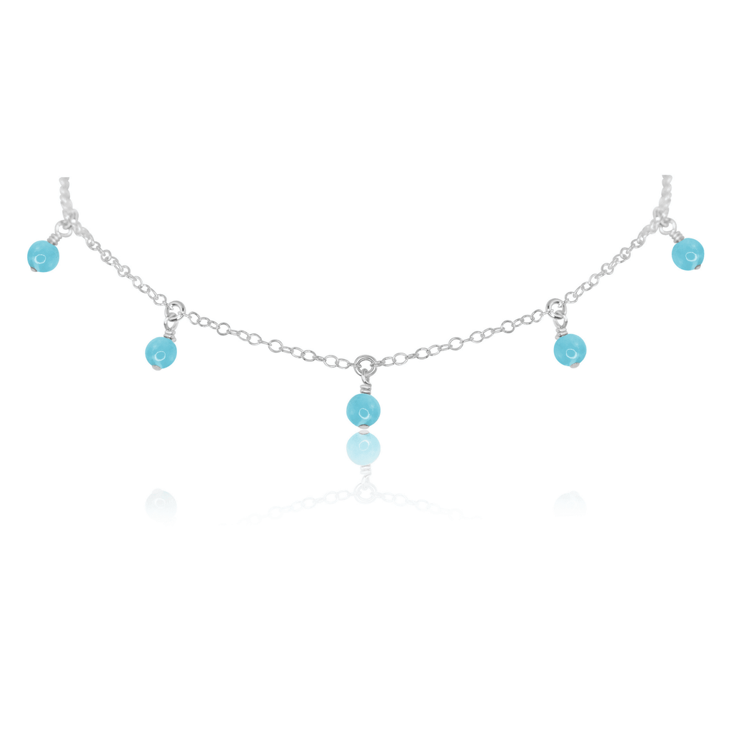 Larimar Bead Drop Choker - Larimar Bead Drop Choker - Sterling Silver - Luna Tide Handmade Crystal Jewellery
