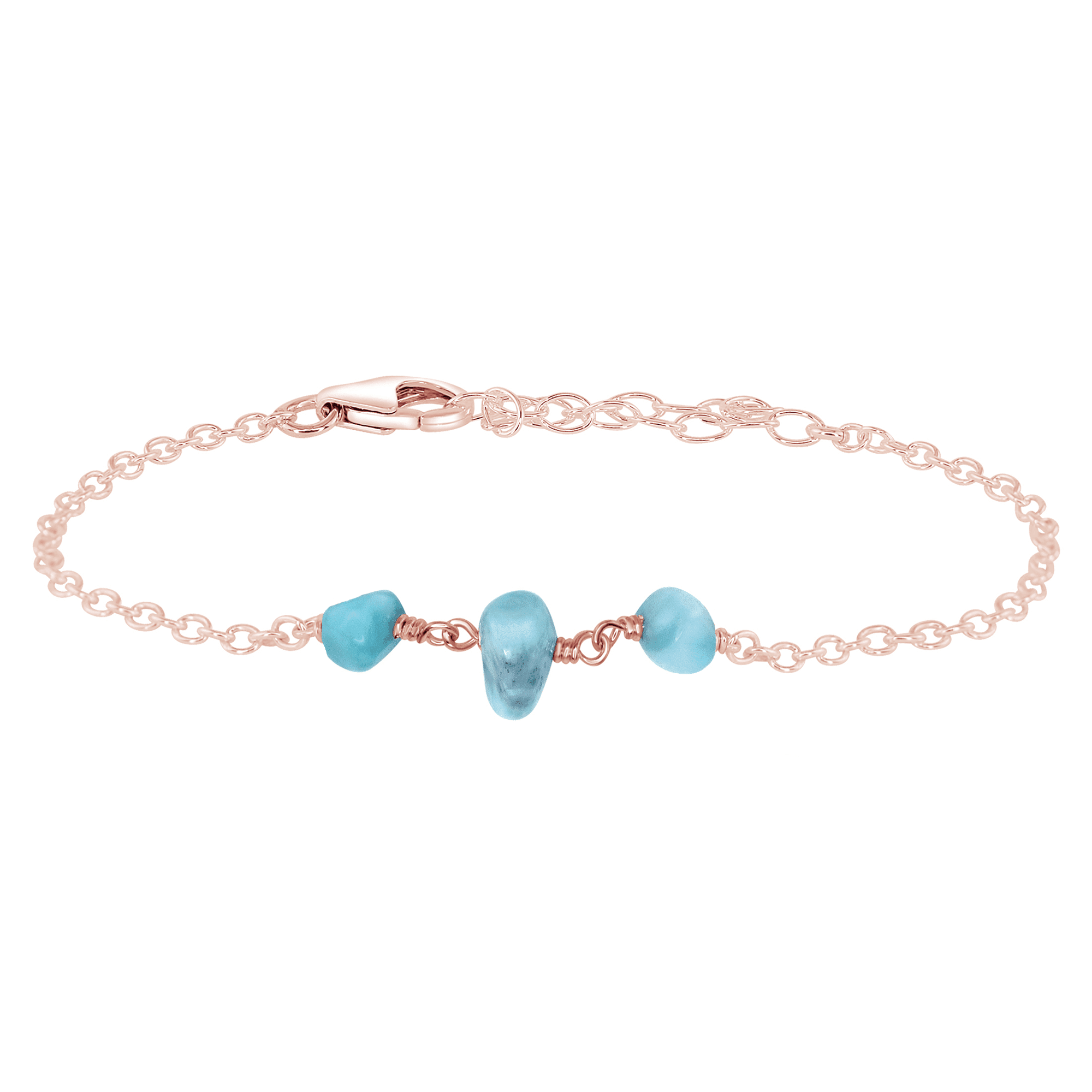 Larimar Beaded Chain Bracelet - Larimar Beaded Chain Bracelet - 14k Rose Gold Fill - Luna Tide Handmade Crystal Jewellery