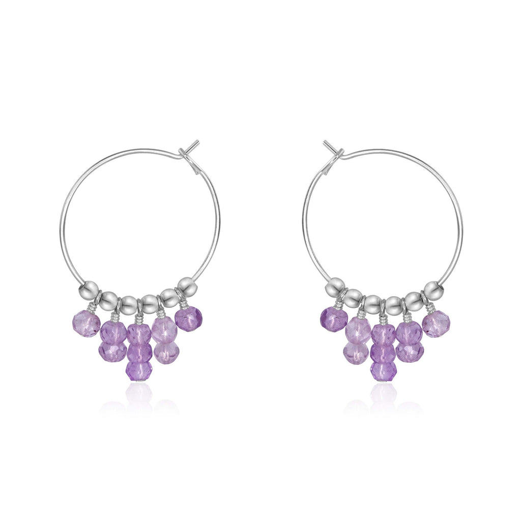 Lavender Amethyst Statement Hoop Earrings - Lavender Amethyst Statement Hoop Earrings - Sterling Silver - Luna Tide Handmade Crystal Jewellery