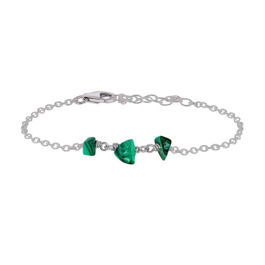 Malachite Beaded Chain Bracelet - Malachite Beaded Chain Bracelet - Stainless Steel - Luna Tide Handmade Crystal Jewellery