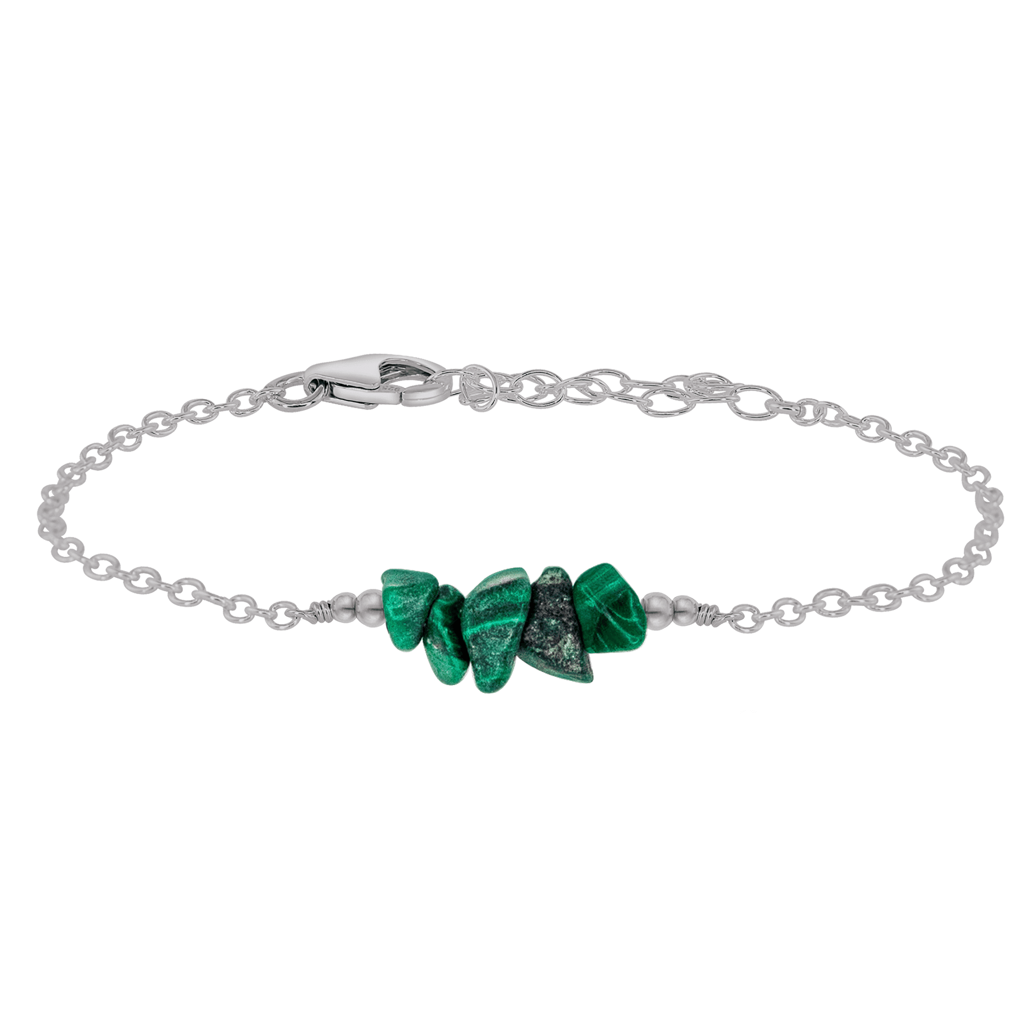 Malachite Chip Bead Bar Bracelet - Malachite Chip Bead Bar Bracelet - Stainless Steel - Luna Tide Handmade Crystal Jewellery
