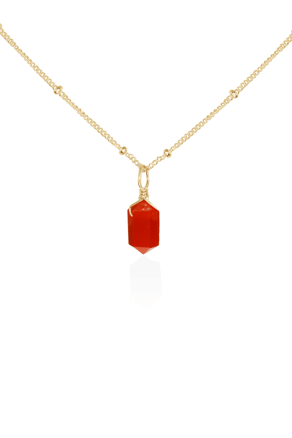 Mini Double Terminated Carnelian Crystal Point Pendant Necklace - Mini Double Terminated Carnelian Crystal Point Pendant Necklace - 14k Gold Fill / Satellite - Luna Tide Handmade Crystal Jewellery