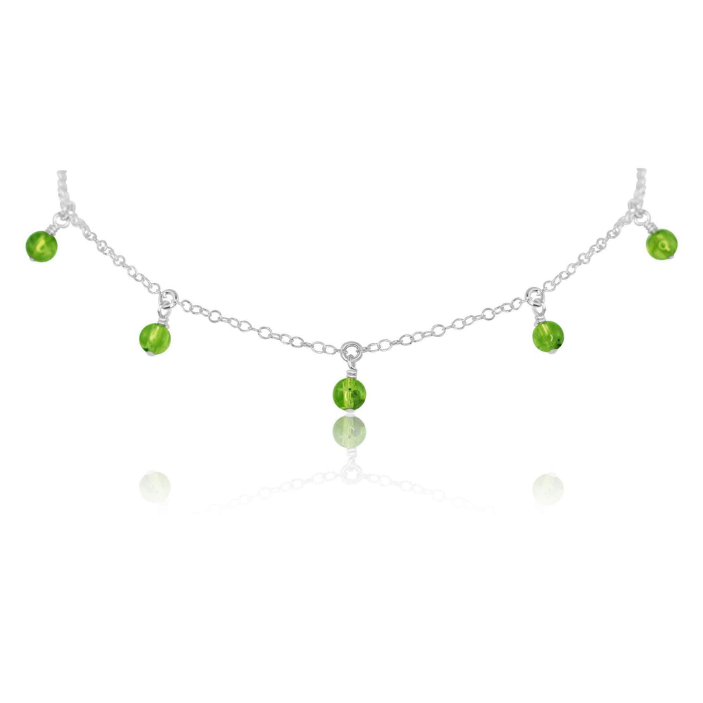 Peridot Bead Drop Choker - Peridot Bead Drop Choker - Sterling Silver - Luna Tide Handmade Crystal Jewellery