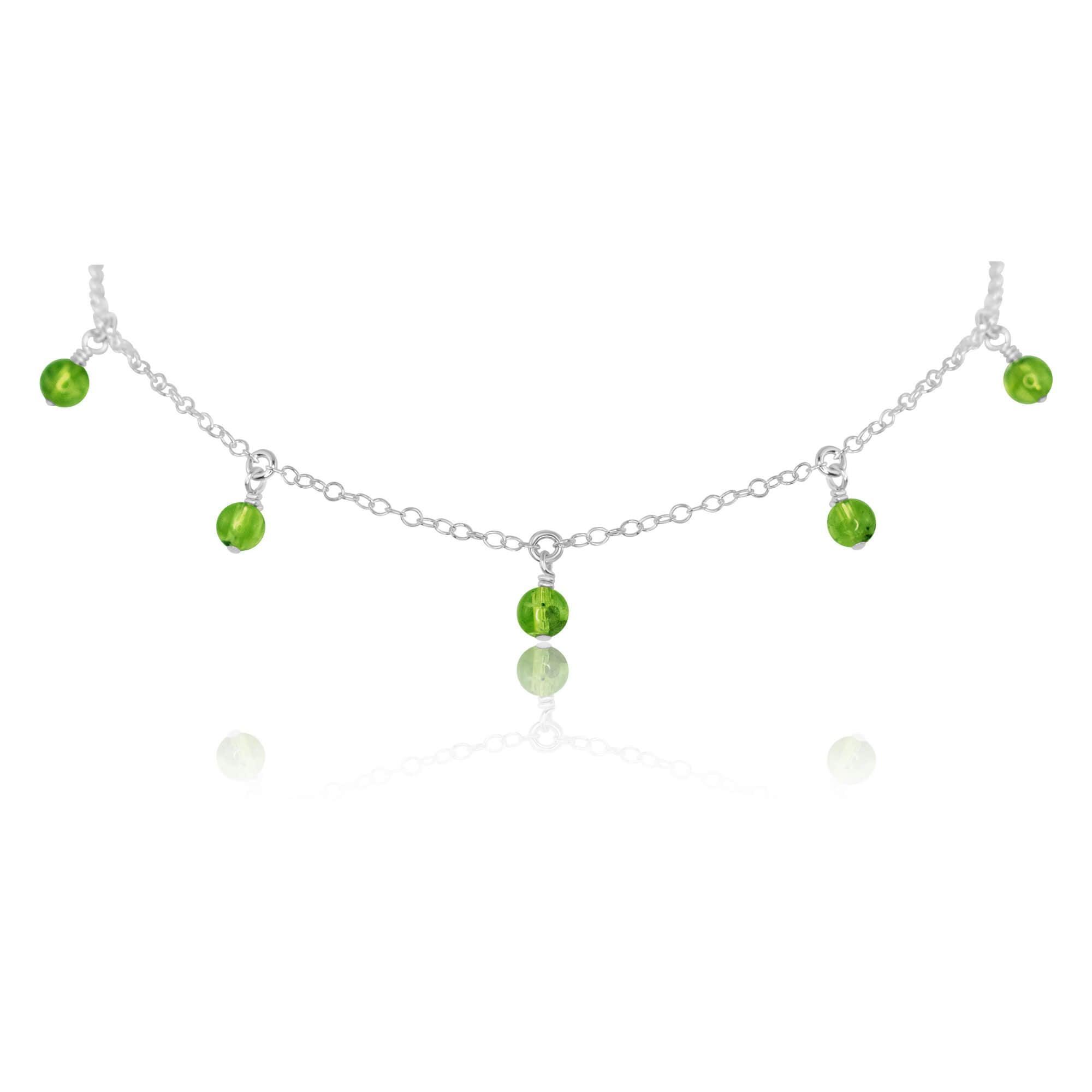 Peridot Bead Drop Choker - Peridot Bead Drop Choker - Sterling Silver - Luna Tide Handmade Crystal Jewellery