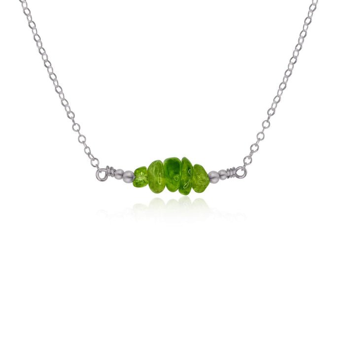Peridot Chip Bead Bar Necklace - Peridot Chip Bead Bar Necklace - Stainless Steel - Luna Tide Handmade Crystal Jewellery